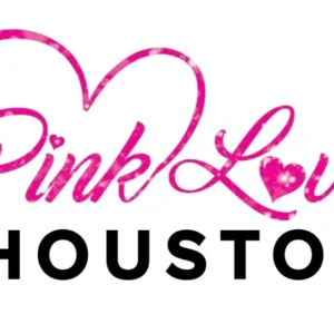 Logo with 'Pink Love Houston' in pink and black text.
