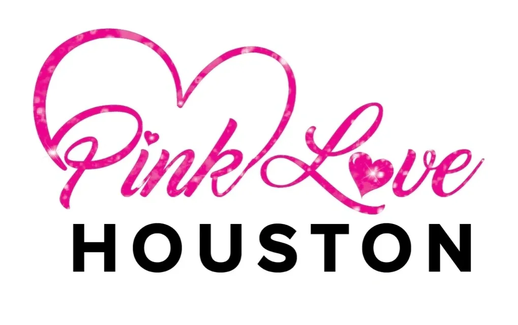 Logo with 'Pink Love Houston' in pink and black text.